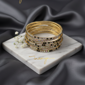 Golden Noir Crystal Bangle Stack