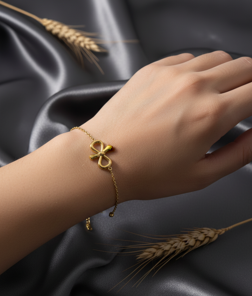 Gold Bow-Knot Chain Bracelet