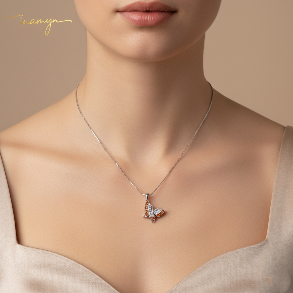 Whimsical Butterfly Crystal Necklace