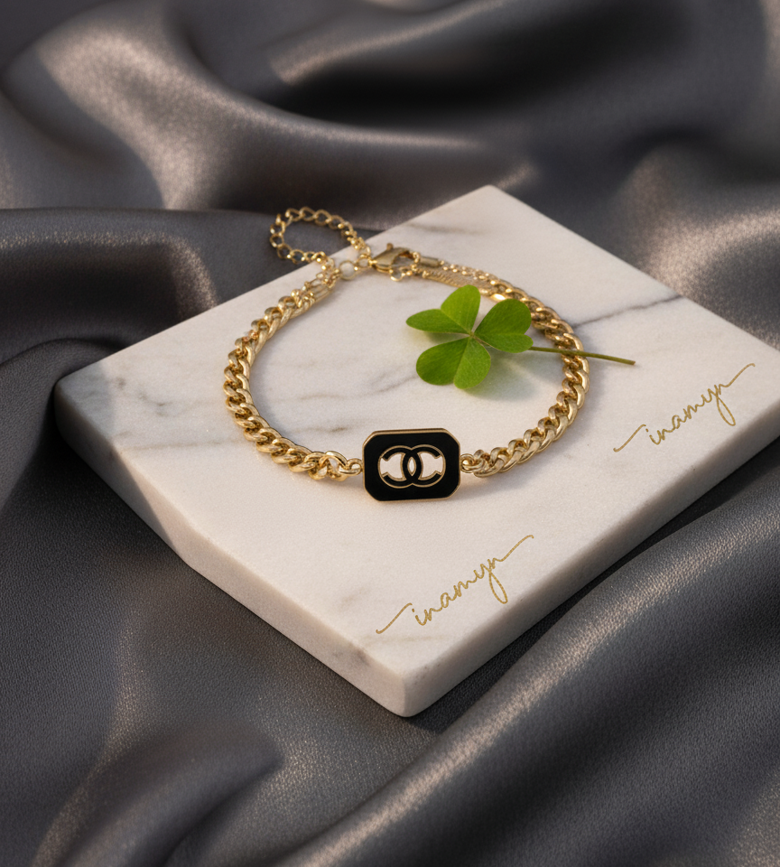 Iconic Noir Gold Chain Bracelet