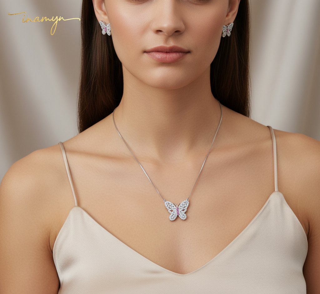 Dazzling Crystal Butterfly Jewelry Set