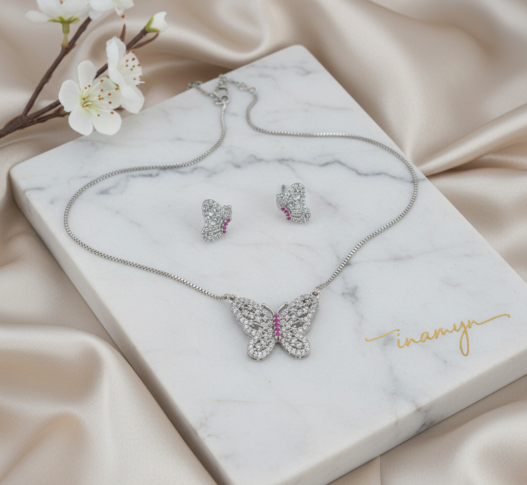 Dazzling Crystal Butterfly Jewelry Set