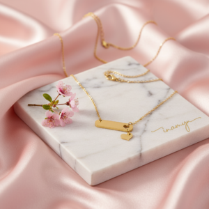 Personalized Gold Bar & Heart Necklace