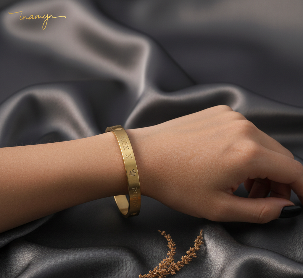 Gold-Plated Roman Numeral Bangle