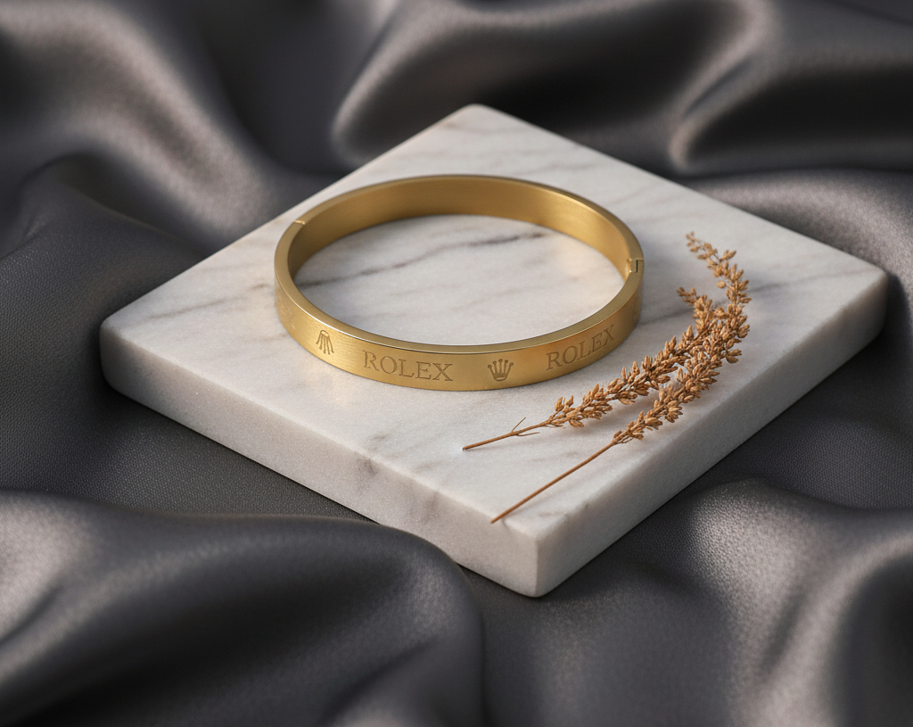 Gold-Plated Roman Numeral Bangle
