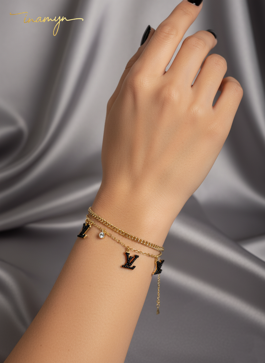 Gold Monogram Cuff Bangle