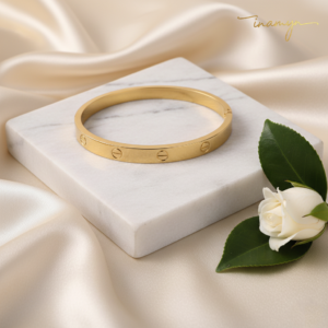 Gold-Plated Screw Motif Bangle