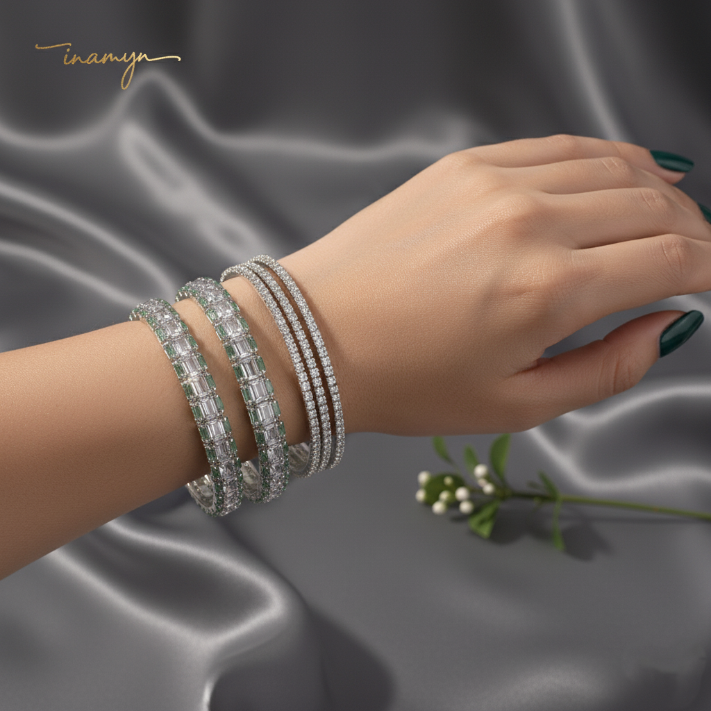 Regal Emerald & Diamond Bangle Set