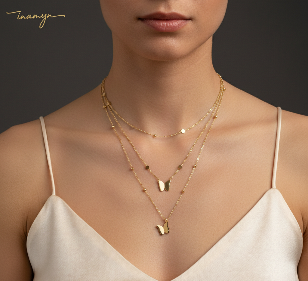 Double Layer Butterfly Charm Necklace