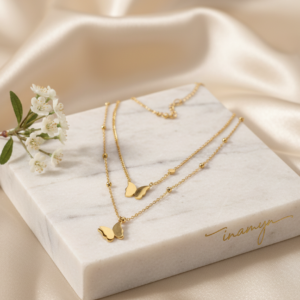 Double Layer Butterfly Charm Necklace