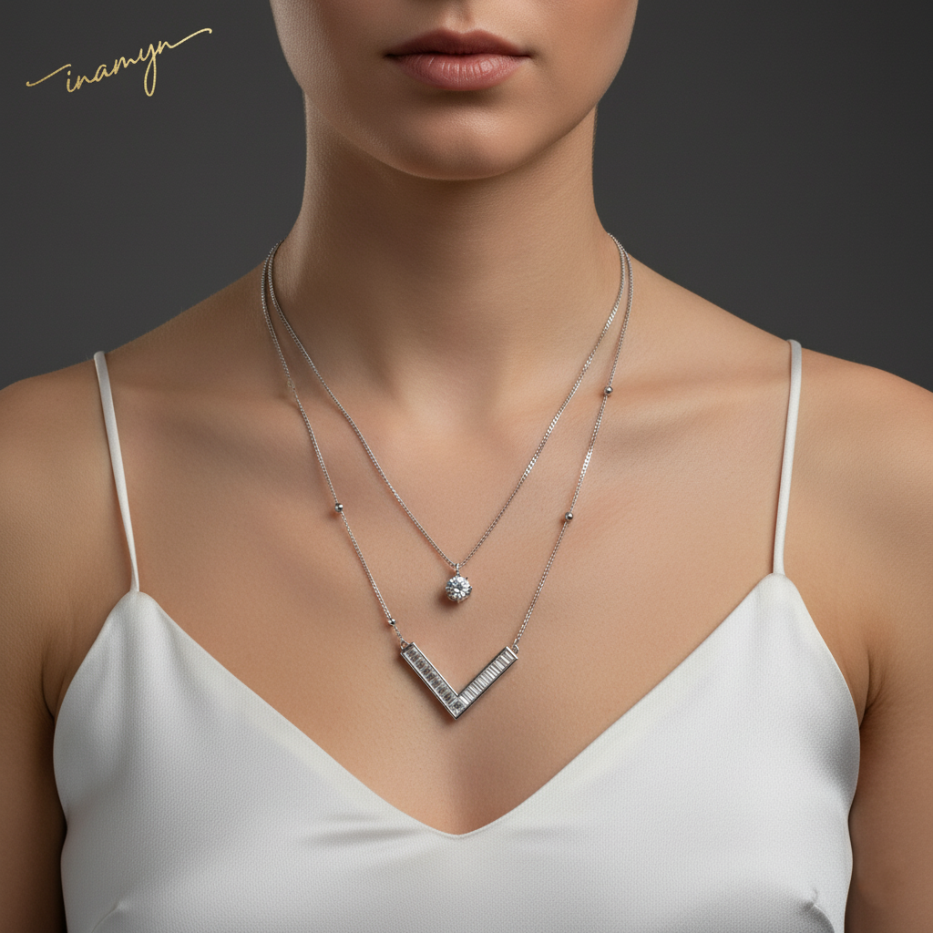 Chroma V-Layered Baguette Necklace