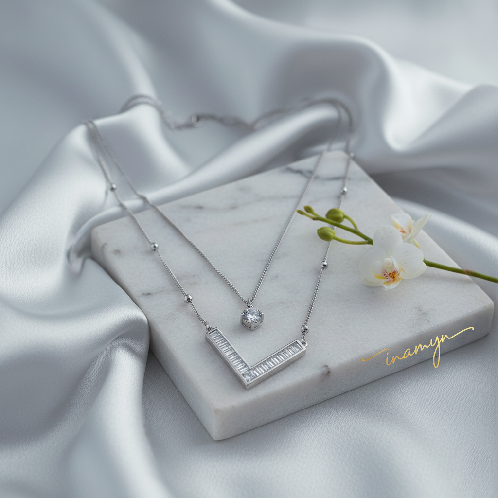 Chroma V-Layered Baguette Necklace