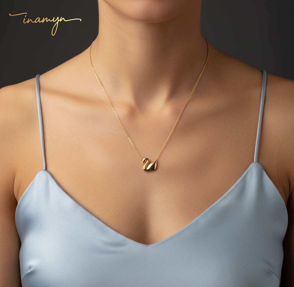 Majestic Gold Swan Pendant Necklace