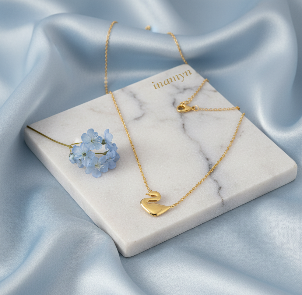 Majestic Gold Swan Pendant Necklace
