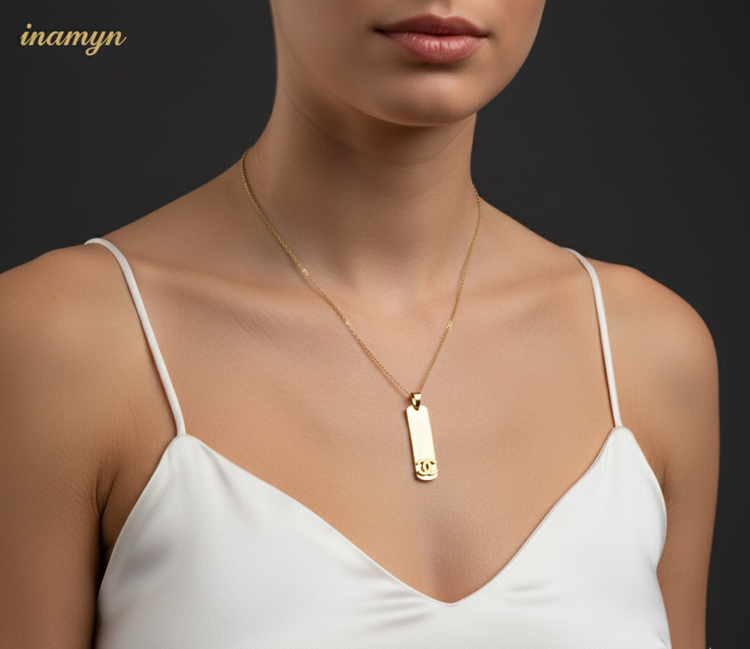 Gold-Plated Vertical Bar Necklace