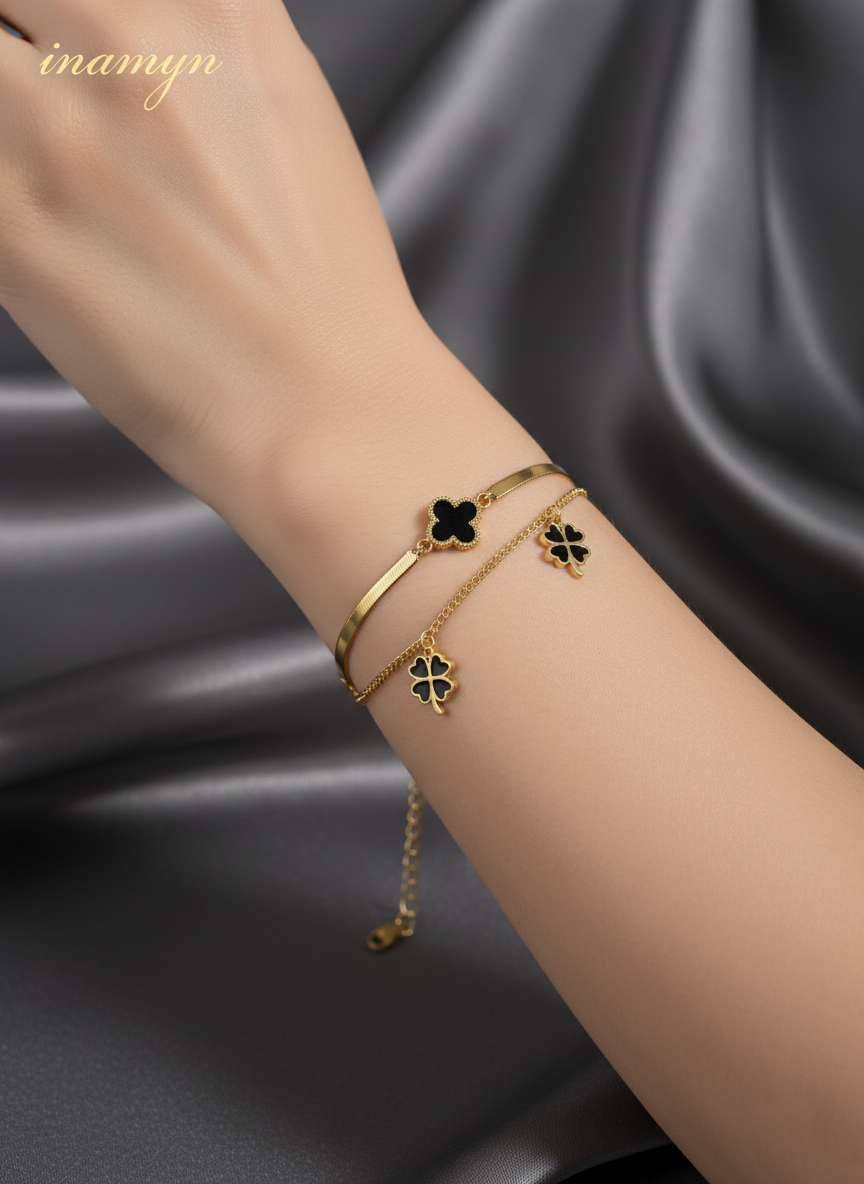Evergreen Layered Clover Bracelet
