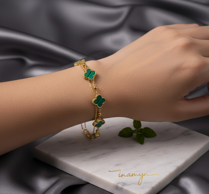 Emerald Luck Layered Clover Bracelet