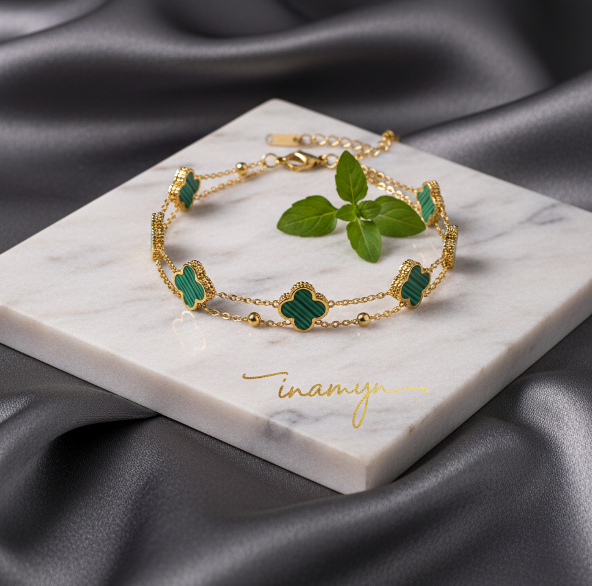 Emerald Luck Layered Clover Bracelet