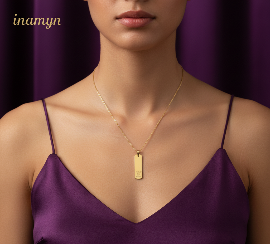 Gold-Plated Designer-Inspired Tag Necklace