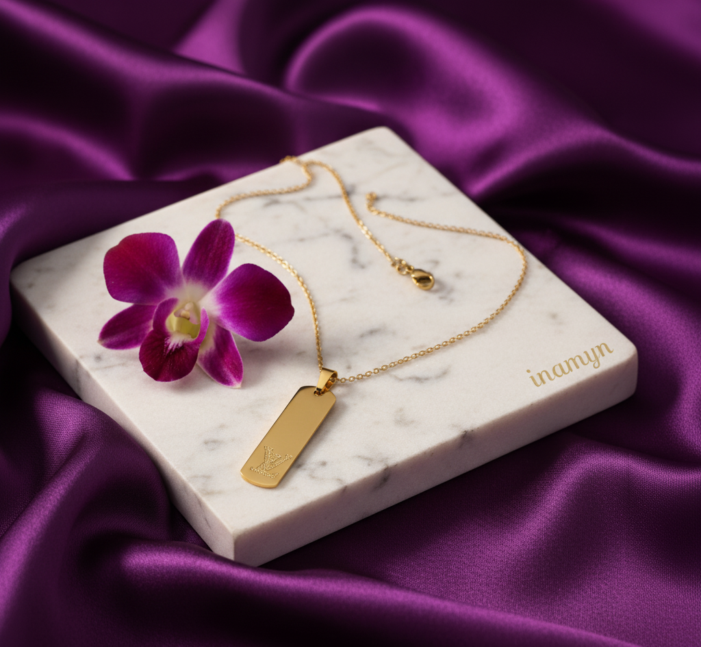 Gold-Plated Designer-Inspired Tag Necklace