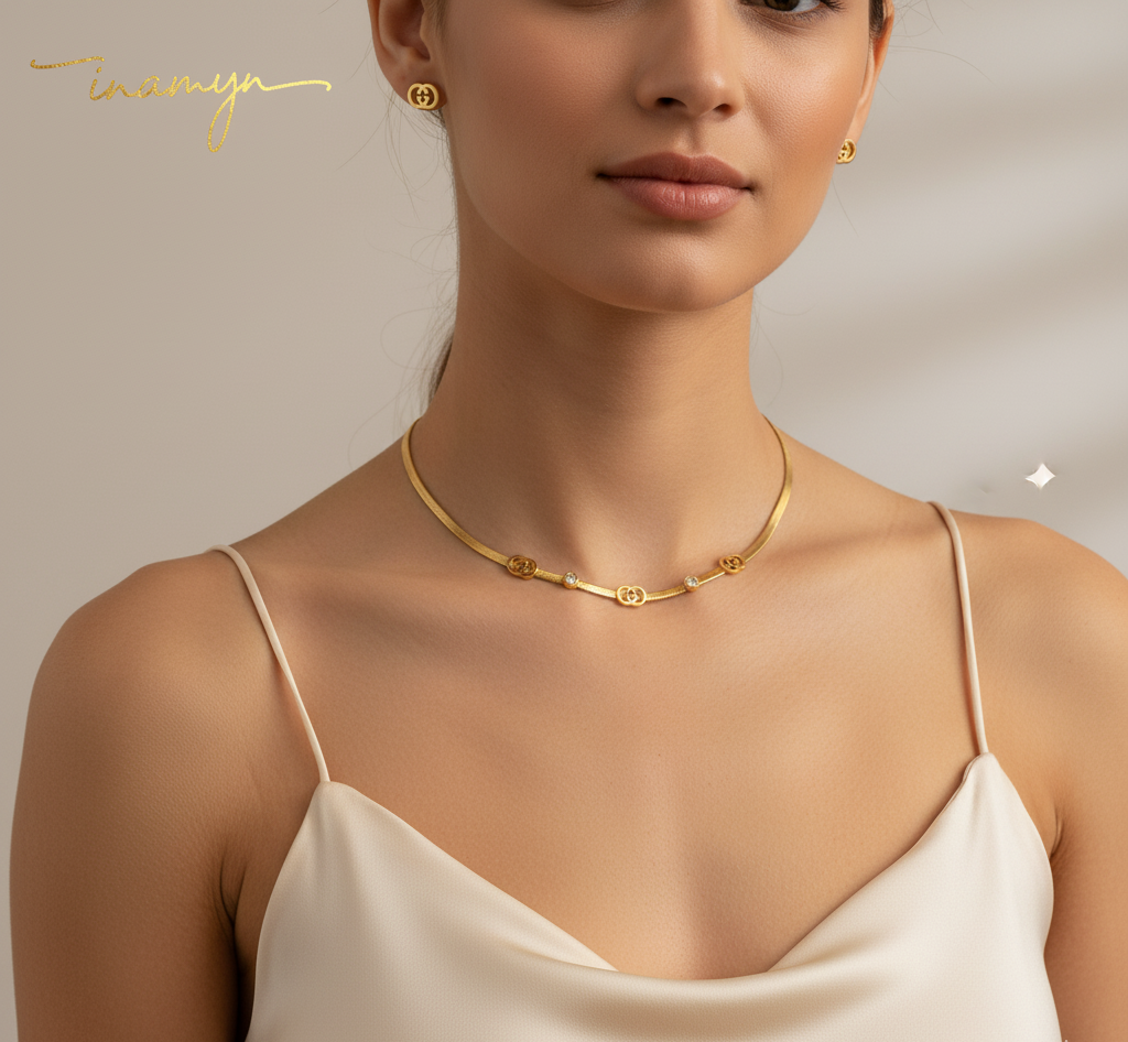 Gold-Plated Serpent Chain Choker Set