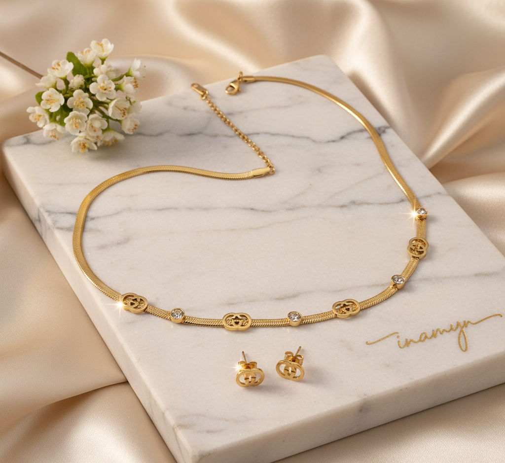 Gold-Plated Serpent Chain Choker Set