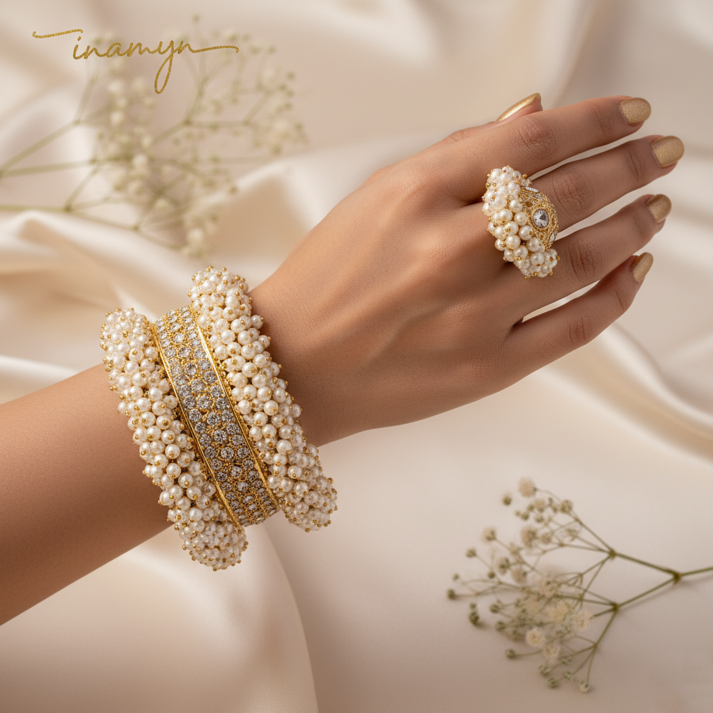 Majestic Pearl & Crystal Kangan
