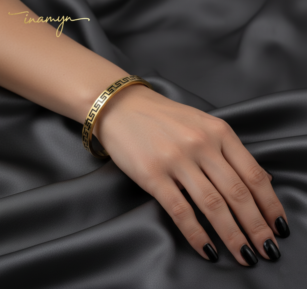 Royal Maze Geometric Gold Bangle