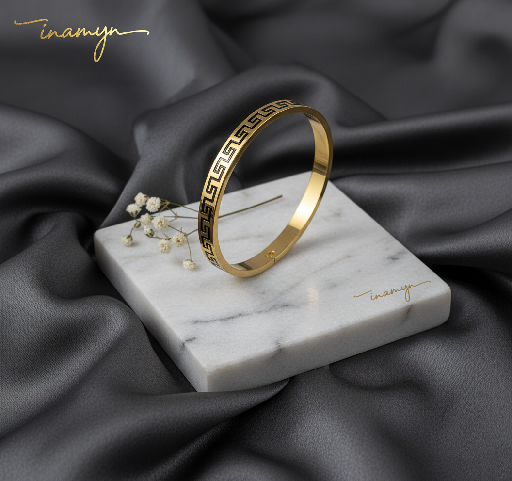 Royal Maze Geometric Gold Bangle