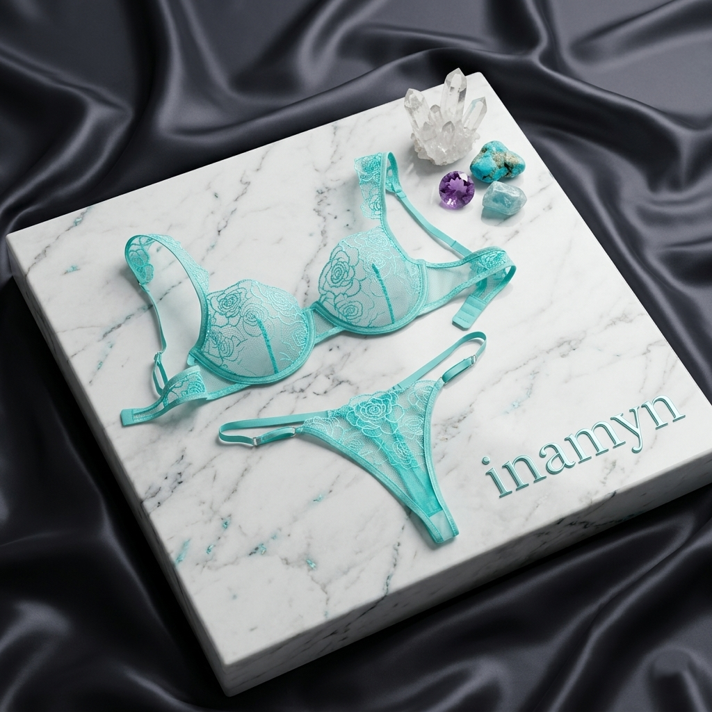 Turquoise Floral Lace Lingerie Set