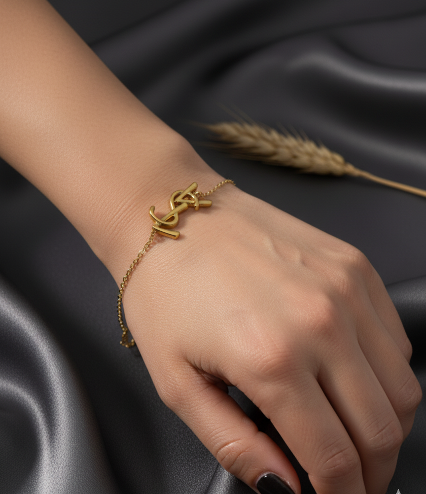 Signature Monogram Gold Link Bracelet