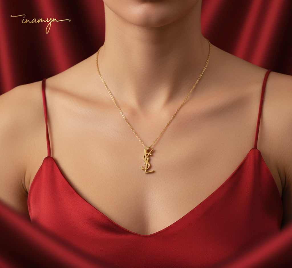 Gold-Plated Designer-Inspired Monogram Necklace