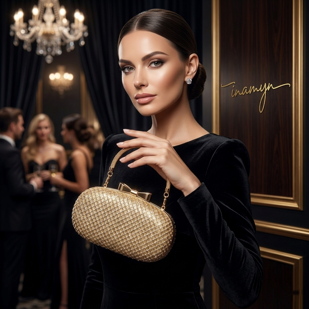 Champagne Gold Crystal Party Clutch