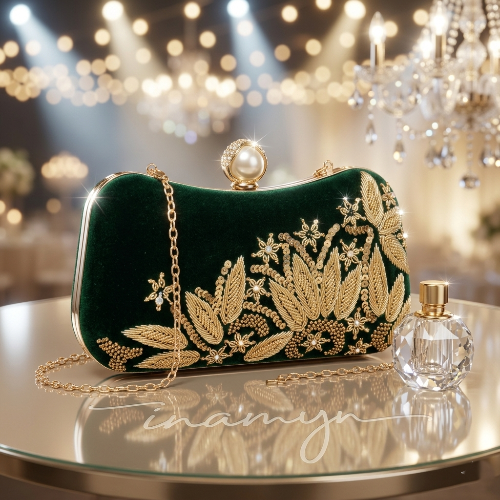 Emerald Green Crystal Party Clutch