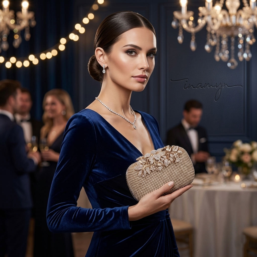 Gold Crystal Party Clutch