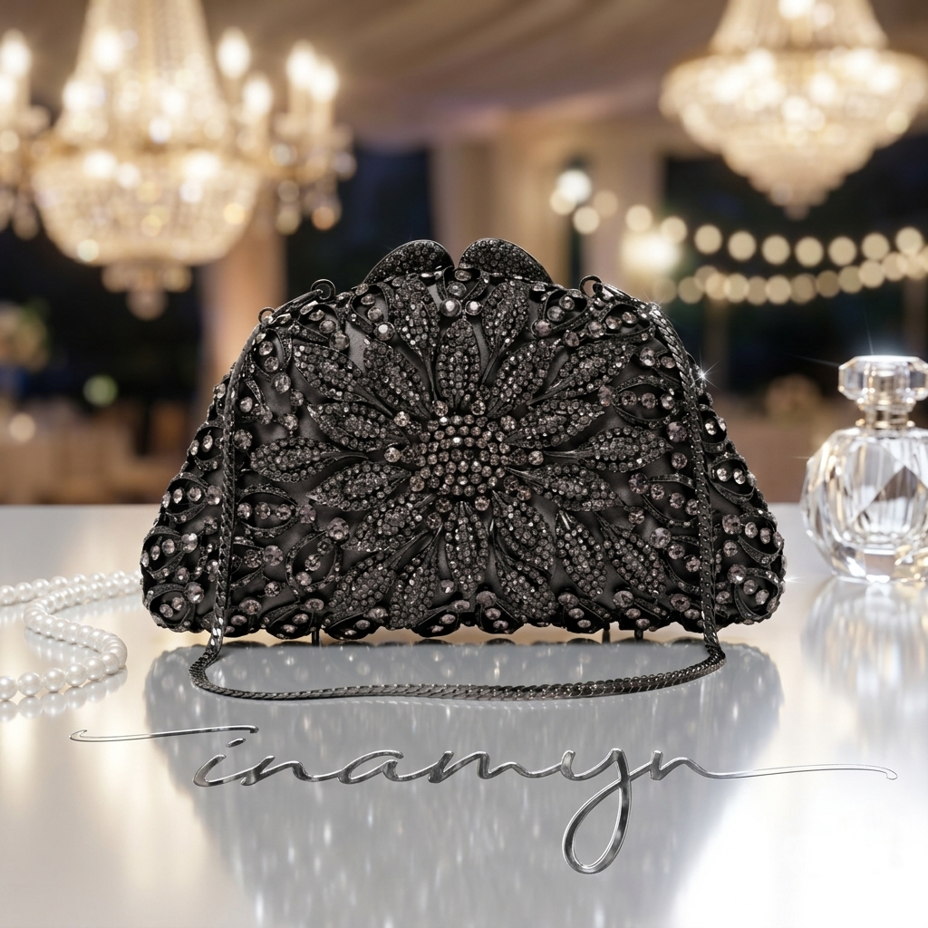 Silver Crystal Envelope Party Clutch