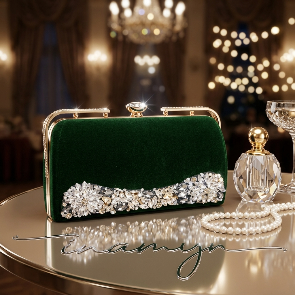 Rose Gold Crystal Mesh Party Clutch