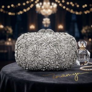 Gold Crystal Square Party Clutch